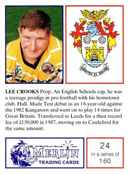 1991 Merlin Rugby League #24 Lee Crooks Back